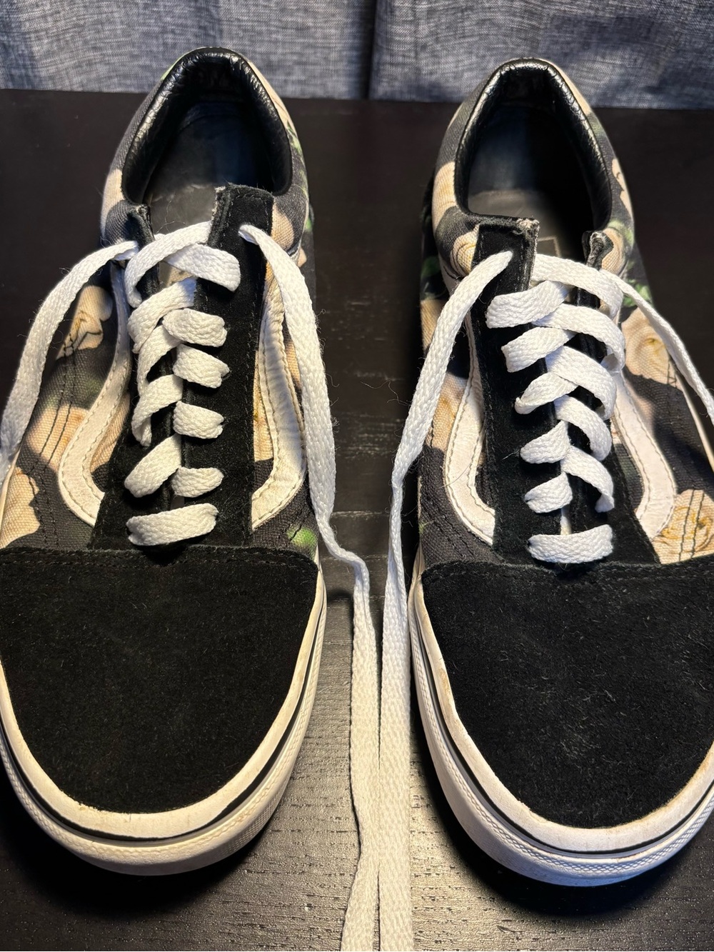 Vans Black and white Floral Low-Top Skate Sneakers